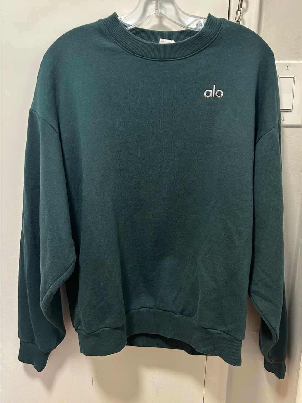 Alo Yoga Accolade Crewneck Sweatshirt Dark Green Size Small